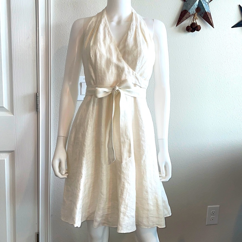 Sleeveless creamy white aline midi dress